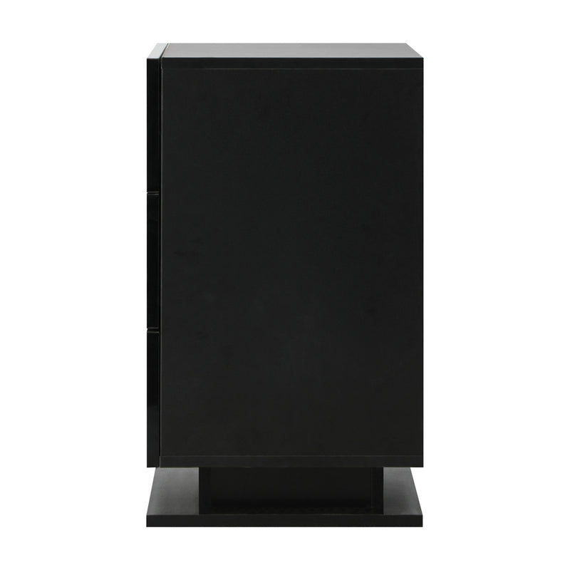 Black LED Bedside Table with RGB and 3 Drawers