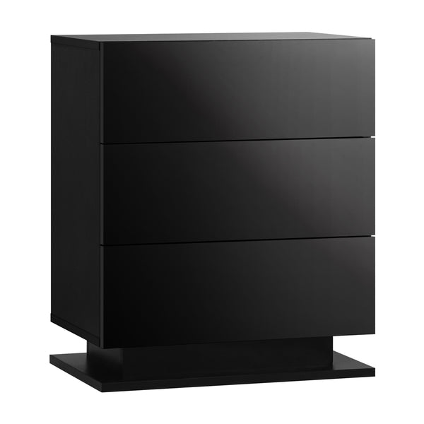 Black LED Bedside Table with RGB and 3 Drawers