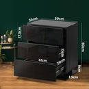 Black LED Bedside Table with RGB and 3 Drawers