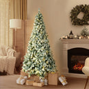 6FT Snow Flocked Green Christmas Tree with LED Lights