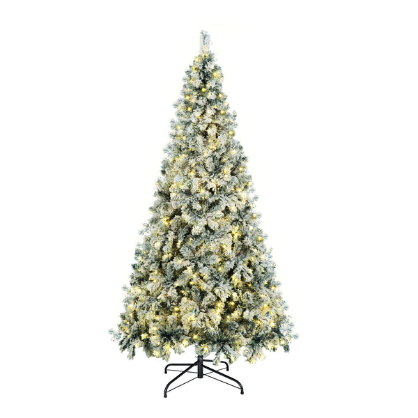6FT Snow Flocked Green Christmas Tree with LED Lights
