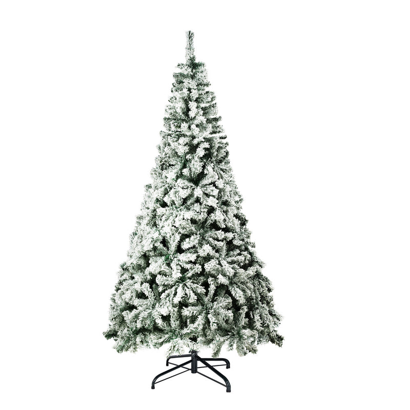 7FT Snow Flocked Green Christmas Tree with LED Lights