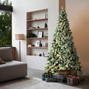 7FT Snow Flocked Green Christmas Tree with LED Lights