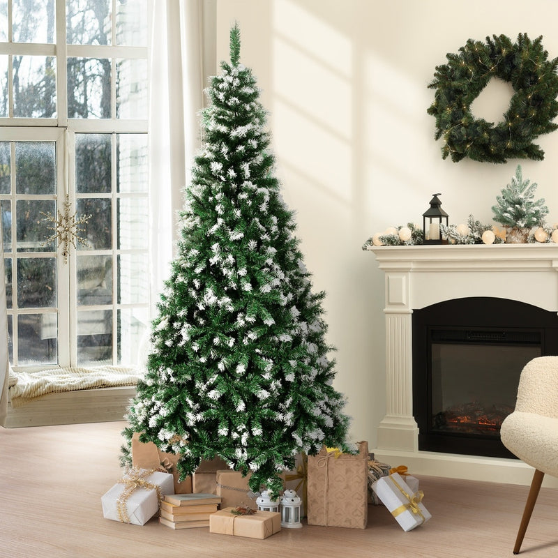 7FT Snowy Green Christmas Tree with 800 Tips
