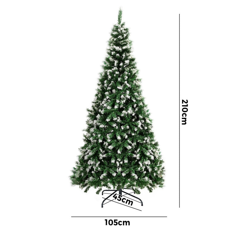 7FT Snowy Green Christmas Tree with 800 Tips