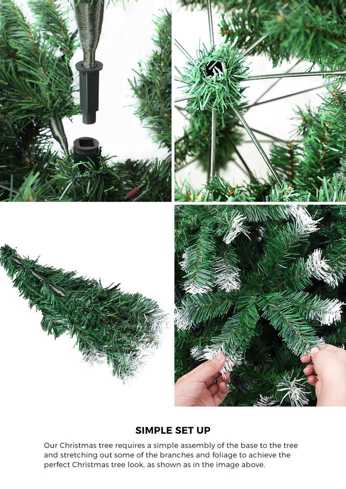 8FT Snowy Green Christmas Tree with 1400 Tips