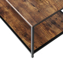 Black and Walnut 2-Tier Coffee Table with Storage Rack