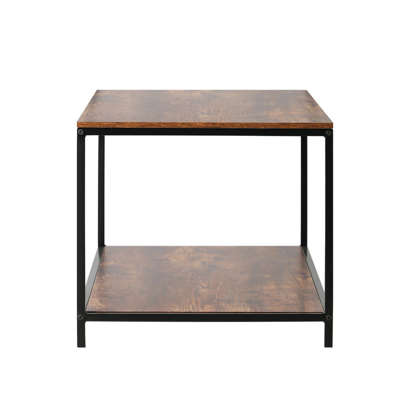 Black and Walnut 2-Tier Coffee Table with Storage Rack