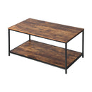 Black and Walnut 2-Tier Coffee Table with Storage Rack