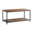 Black and Walnut 2-Tier Coffee Table with Storage Rack