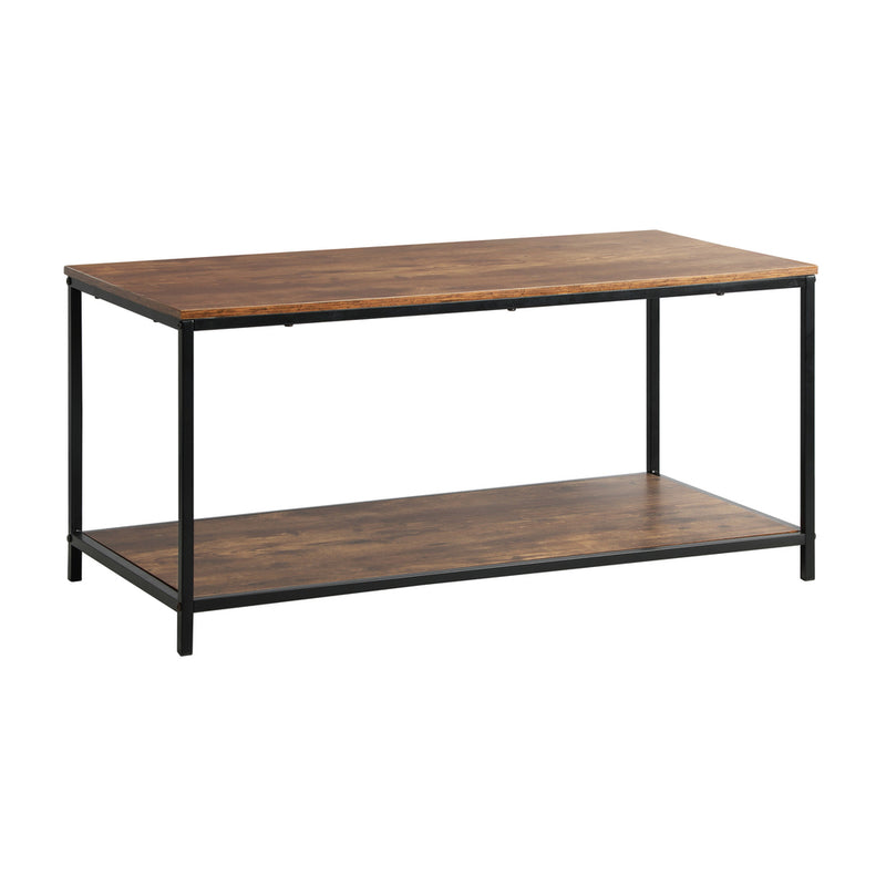 Black and Walnut 2-Tier Coffee Table with Storage Rack