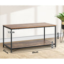 Black and Walnut 2-Tier Coffee Table with Storage Rack