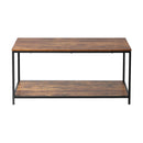 Black and Walnut 2-Tier Coffee Table with Storage Rack