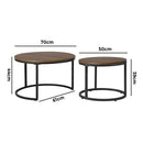 Set of 2 Round Walnut and Black Nesting Coffee Tables