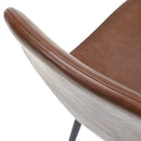 Round Brown PU Dining Table with Four Dining Chairs