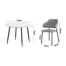 Round Grey Fabric Dining Table with 4 Chairs