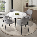 Round Grey Fabric Dining Table with 4 Chairs