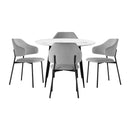Round Grey Fabric Dining Table with 4 Chairs
