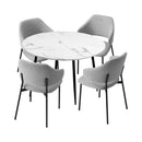 Round Grey Fabric Dining Table with 4 Chairs