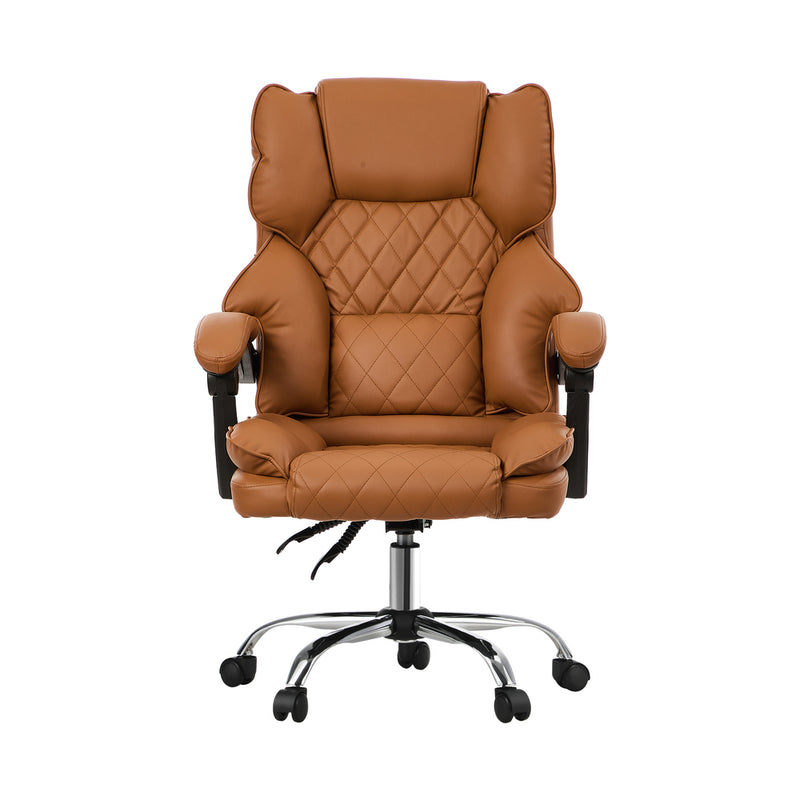 Brown Premium PU Leather Gaming Office Chair with Massage