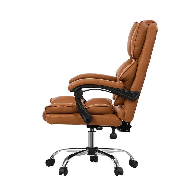Brown Premium PU Leather Gaming Office Chair with Massage