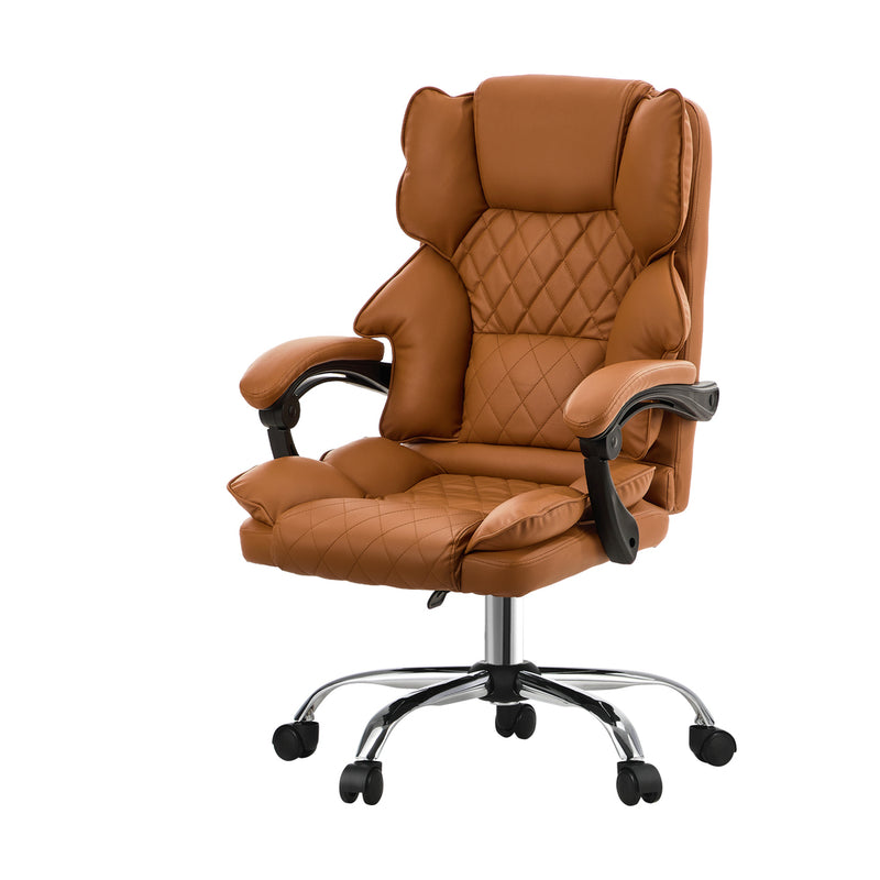 Brown Premium PU Leather Gaming Office Chair with Massage