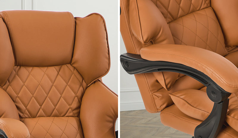 Brown Premium PU Leather Gaming Office Chair with Massage