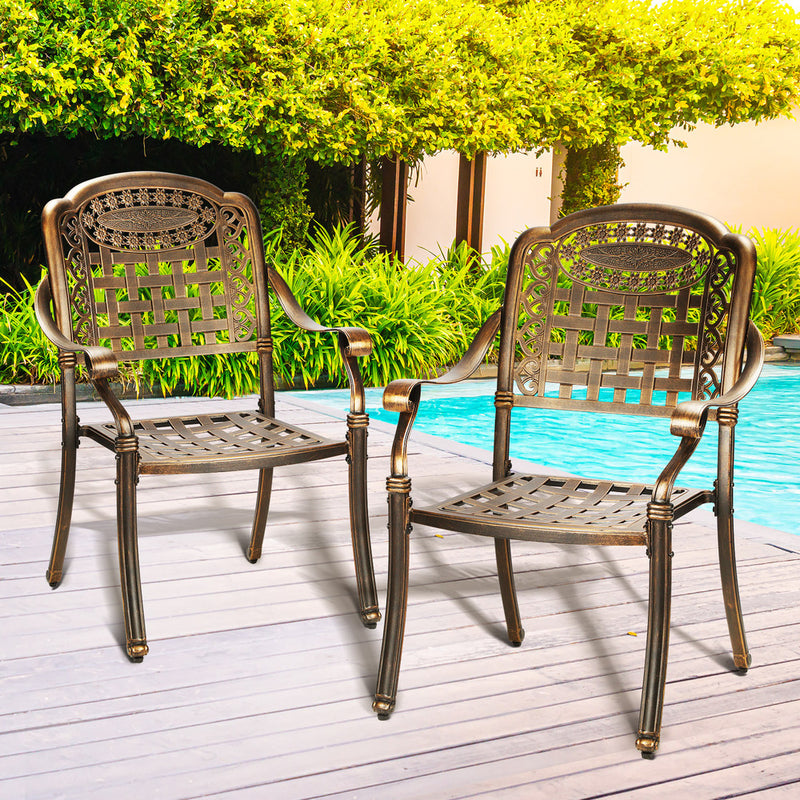 Set of 2 Cast Aluminum Outdoor Dining Chairs