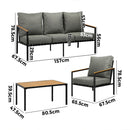 Black Outdoor Patio Set with Table and Cushioned Chairs