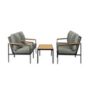 Black Outdoor Patio Set with Table and Cushioned Chairs