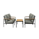 Black Outdoor Patio Set with Table and Cushioned Chairs