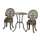 3 PCS Outdoor Set with Cast Aluminum Bronze Table and Chairs