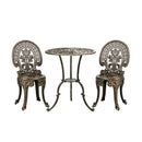 3 PCS Outdoor Set with Cast Aluminum Bronze Table and Chairs