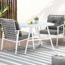 Outdoor Rattan Dining Set with Marble Style Table and Chairs