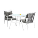 Outdoor Rattan Dining Set with Marble Style Table and Chairs