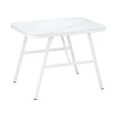 Outdoor Rattan Dining Set with Marble Style Table and Chairs