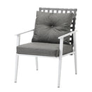 Outdoor Rattan Dining Set with Marble Style Table and Chairs