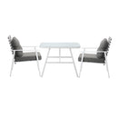 Outdoor Rattan Dining Set with Marble Style Table and Chairs