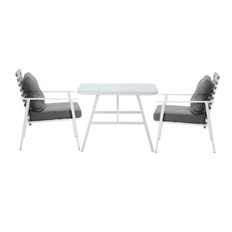 Outdoor Rattan Dining Set with Marble Style Table and Chairs