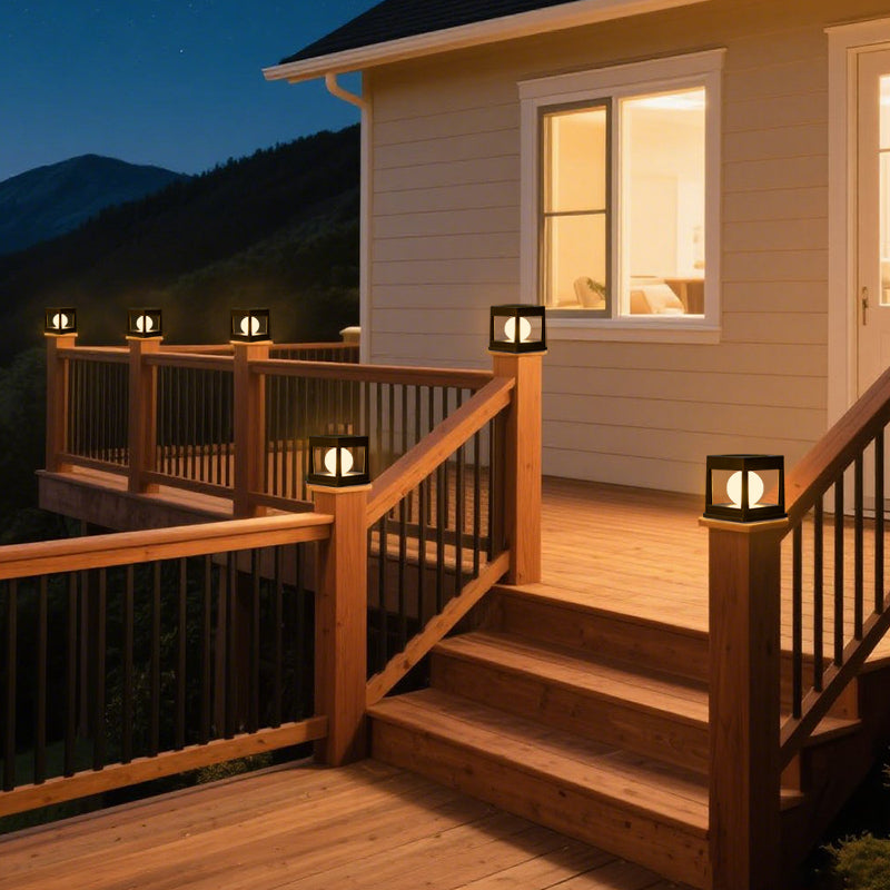 2LED Outdoor Solar Lawn Light Waterproof Column Head Light