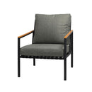 3pcs Black Outdoor Patio Sofa Set with Adjustable Ice Bucket Table