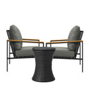 3pcs Black Outdoor Patio Sofa Set with Adjustable Ice Bucket Table