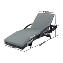 Black Adjustable Waterproof Outdoor Sun Lounger