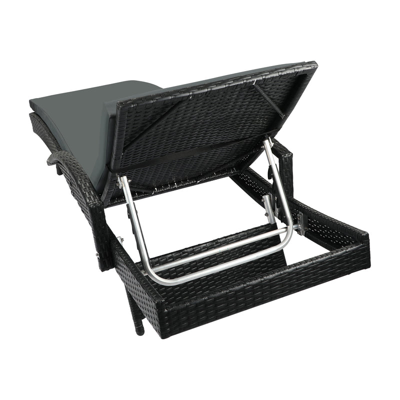 Black Adjustable Waterproof Outdoor Sun Lounger