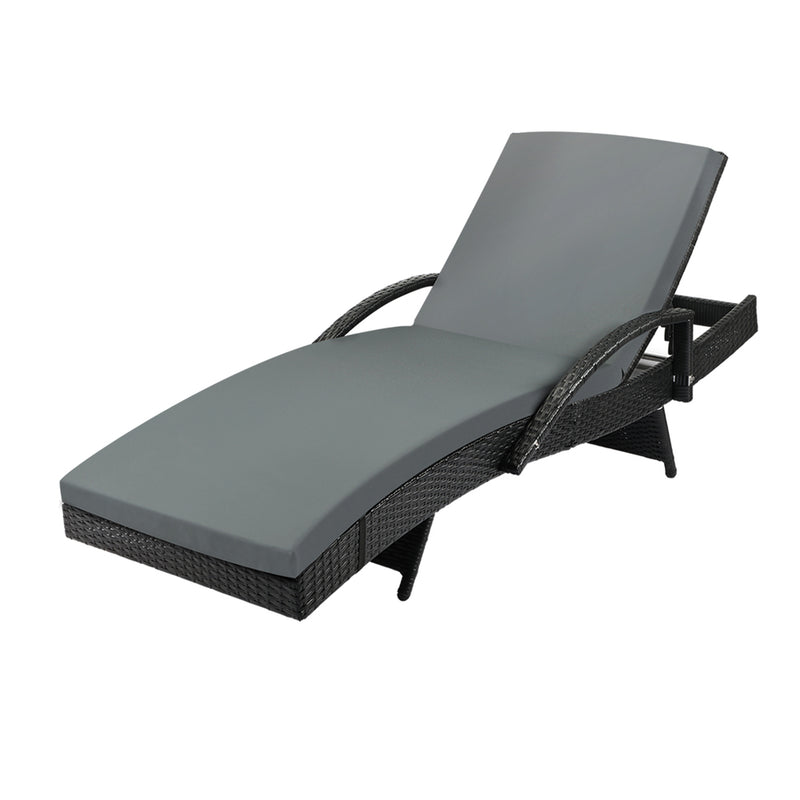 Black Adjustable Waterproof Outdoor Sun Lounger