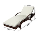 Beige & Brown Adjustable Waterproof Outdoor Sun Lounger