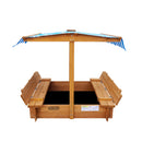 Wooden Kids Sandpit Sandbox with Canopy Beach Play