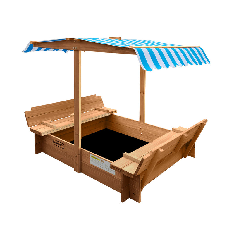 Wooden Kids Sandpit Sandbox with Canopy Beach Play