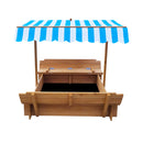 Wooden Kids Sandpit Sandbox with Canopy Beach Play