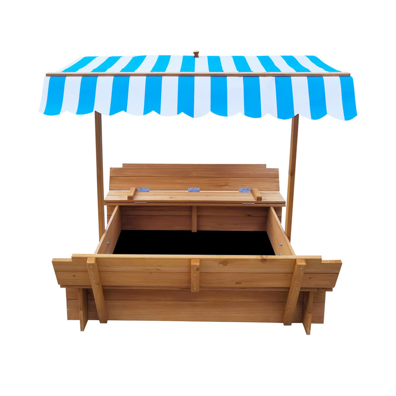 Wooden Kids Sandpit Sandbox with Canopy Beach Play
